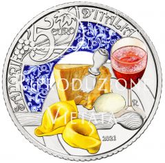 5 euro Serie Cultura Enogastronomica Italiana - Emilia-Romagna - Lambrusco e Tortellini