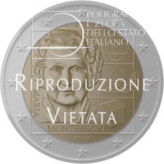 150° Anniversario della nascita di Maria Montessori - rotolino da 25 monete da 2 euro