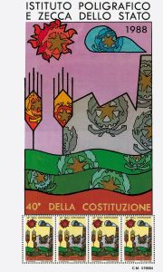 FOGLIETTO ERINNOFILO 40° DELLA COSTITUZIONE 1988