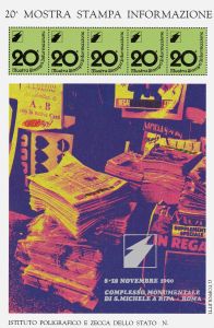 FOGLIETTO ERINNOFILO 20° MOSTRA STAMPA INFORMAZIONI 1990