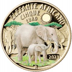 5 euro Serie Mondo Sostenibile - Animali in via di estinzione - Elefante africano