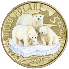 5 euro Serie Mondo Sostenibile - Animali in via di estinzione - Orso Polare 