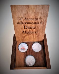 Luxury box for the silver coin triptych “700th Anniversary of the death of Dante Alighieri" 