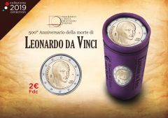 Rotolino da 25 monete da 2 euro 500° Anniversario della morte di Leonardo da Vinci