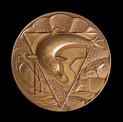 MÉDAILLE BRONZE CALENDRIER 2001 TRÈFLE A 4 FEUILLES DIAM.100mm / 380 Grs /B4868