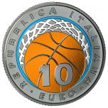 10 euro 100° Anniversario della Federazione Italiana Pallacanestro 